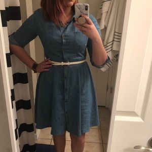 Denim button down dress